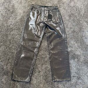 NWT Bershka Metallic Baggy Jeans Size‎ US 30  Party Festival Y2K